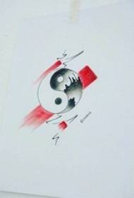 رسمت رسم الإبداعية مضحك يين ويانغ القيل والقال مخطوطة الوشم