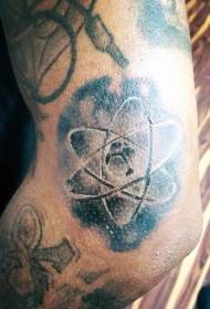 brako nigra kaj blanka malgranda atoma simbolo tatuaje