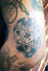 mkono wakuda ndi woyera wa atomiki chizindikiro tattoo