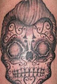 musta harmaa meksikolainen pääkallo tatuointikuviolla
