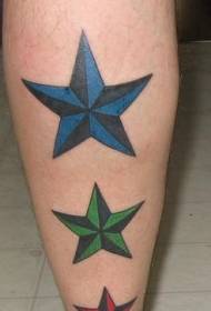 modello tatuaggio pentagramma color polpaccio