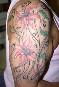 shoulder pale pink lily tattoo pattern