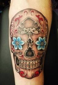 Cranio di colore del braccio e modello di tatuaggio Blue Eye