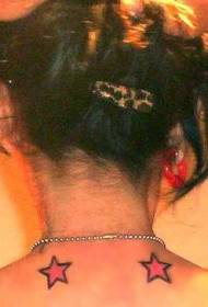 two red stars tattoo pattern on the shoulder