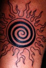 Modello di tatuaggio sole nero a spirale