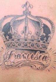 coroa cinza preta e letra padrão de tatuagem