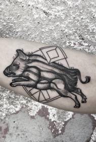 stil i madh fisi fisnor derri i zi i egër i zi me model gjeometrik tatuazhesh