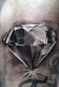 motif de tatouage réaliste de diamant noir et blanc beau et délicat