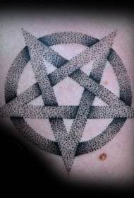 Punkts Sting stils Melnā zvaigzne un apaļa kombinācija tetovējums modelis
