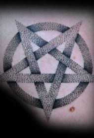 Puntsteek stijl zwarte ster en ronde combinatie tattoo patroon