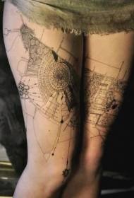 coscia interessante linea nera copia motivo decorativo tatuaggio
