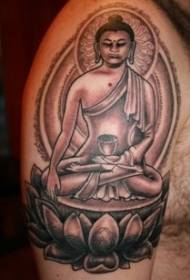 Patrón de tatuaje negro de Buda de meditación