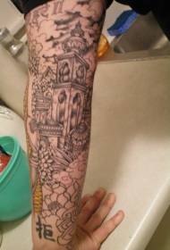 braccio tatuaggio indiano stupa