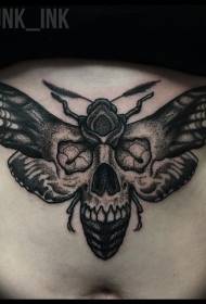 vatsan lävistys Tyyli mustat hyönteiset ihmisen kallo-tatuointikuviolla