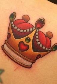 Cute Gold Crown and Ruby Tattoo Pattern