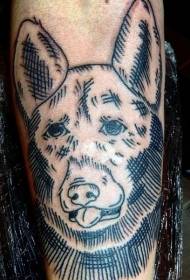 Pastore tedesco Portrait Black Line Tattoo Pattern