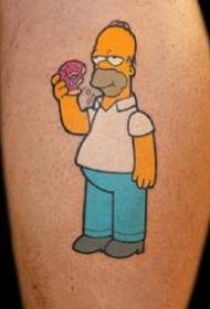 Simpson Tattoo - የካርቶን የታነፀ ገጸ-ባህሪ Simpson ቢጫ ንቅሳት ንድፍ