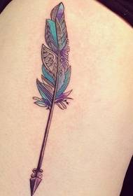 f bello modello di tatuaggio freccia piccola piume colorate