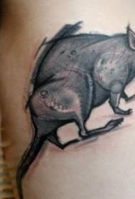 Patrón de tatuaje de rato grande negro