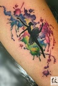 Dancing Elf Beautiful Watercolor Tattoo 156117 - وشم مخضر في نمط وشم ريشة مائية