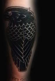 Černý minimalistický design vrána tetování vzoru