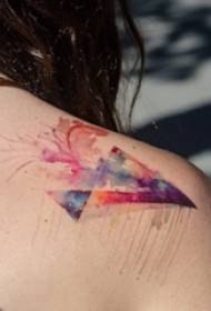 batang babae pagpipinta balikat splash tinta geometric gradient tattoo larawan