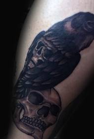 Nwa Crow pèsonalite ak Zo bwa Tèt Modèl Tattoo