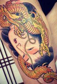 Japannese tatoeëermerk verskillende geverfde tatoeëermerke van Japannese tatoeëerfatroon