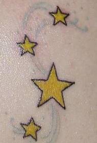 Färgade gula stjärnor tatuering mönster