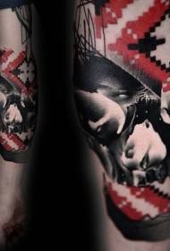 рака неверојатен црно-бел череп со декоративна шема на тетоважи