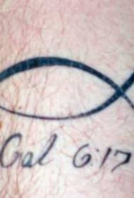 jalka Musta minimalistinen Ichthys-tatuointikuvio