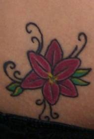 боја на половината Едноставна слика за тетоважа со црвена крин