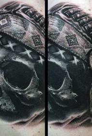 modello tatuaggio tatuaggio teschio indiano stile realistico grigio nero