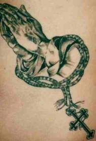 Ima kezek és a kötél kereszt tetoválás minta