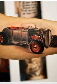 красивий чорний і червоний ретро автомобіль татуювання візерунок