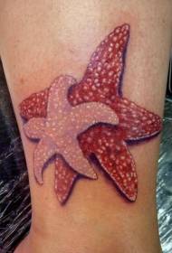 Снимка на женски крака Цветна татуировка на морски звезди