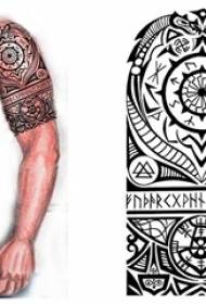 Manuscrito de tatuaje de tótem totem Variedade de liña sinxela Tatuaje de negro Totem tribal Manuscrito de tatuaxe