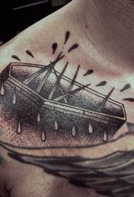 clavicle engraving style black coffin tattoo pattern