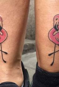 ຮູບແບບ tattoo flamingo ສີບົວຂາ