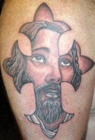Jesus avatar cross tattoo pattern