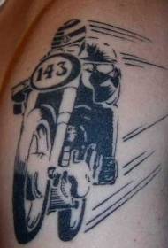 patrón de tatuaje negro de carreras de motos