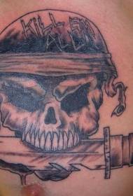 cráneo e dedo negro patrón de tatuaxe