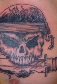 skull and dagger black tattoo pattern