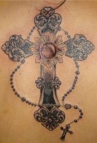 modello del tatuaggio croce addominale gemma rosario rosario nero