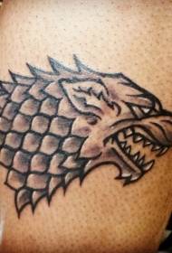 простой черно-белый таинственный рисунок татуировки зверя