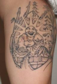 Smile Buddha Statue e Temple Tattoo Pattern