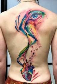 Ļoti radoši darbojas akvareļa stila personalizēts tetovējuma attēls