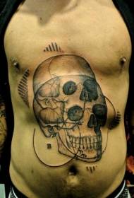 стомачен научен стил црна череп шема на тетоважа