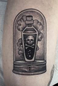 witzeg schwaarz Cartoon Glas Fläsch Doudekapp Tattoo Muster