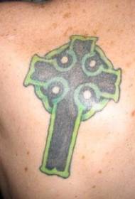 Grönt Christian Cross Tattoo-mönster